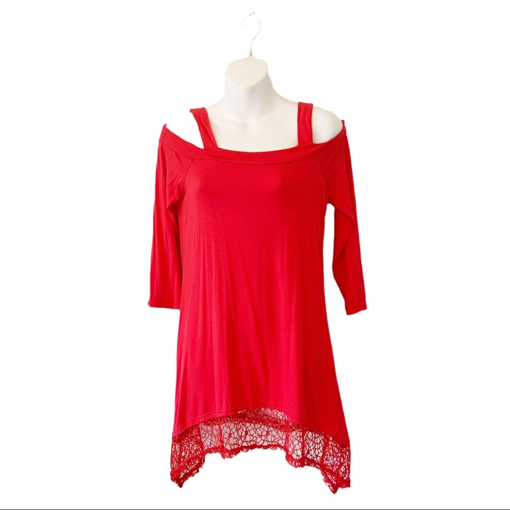 New with tags Cupio red off the shoulder top size small